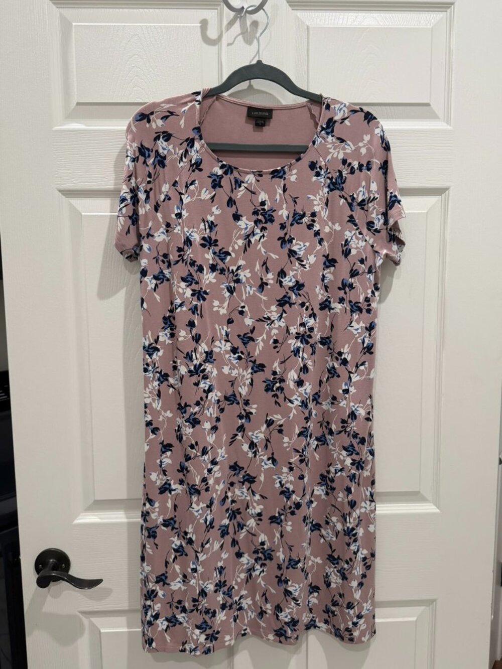 J.Jill Wearever Collection Mauve Floral Short Sleeve Dress Size M